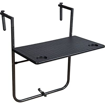 Spetebo Table suspendue pour balcon Aspect rotin Anthracite Rectangulaire 60 x 61 cm Table pliante réglable en hauteur Table suspendue pour balcon - Publicité Spetebo Table suspendue pour balcon Aspect rotin Anthracite Rectangulaire 60 x 61 cm Table pliante réglable en hauteur Table suspendue pour balcon - Publicité