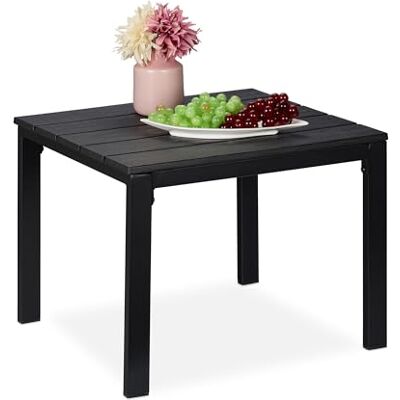 Relaxdays Table de Balcon, résistante aux intempéries, Jardin, HLP: 39 x 52 x 48 cm, Plastique & Acier, Noire - Publicité Relaxdays Table de Balcon, résistante aux intempéries, Jardin, HLP: 39 x 52 x 48 cm, Plastique & Acier, Noire - Publicité