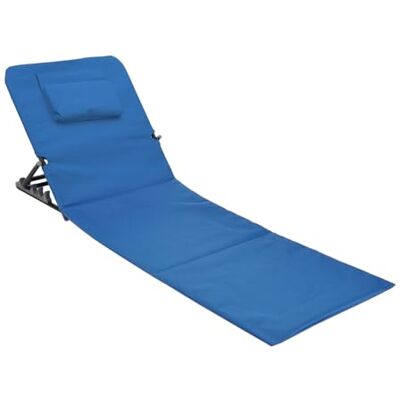 Spetebo Tapis de plage avec coussin pliable bleu avec dossier réglable pour jardin, camping, pique-nique, voyage, vacances - Publicité Spetebo Tapis de plage avec coussin pliable bleu avec dossier réglable pour jardin, camping, pique-nique, voyage, vacances - Publicité