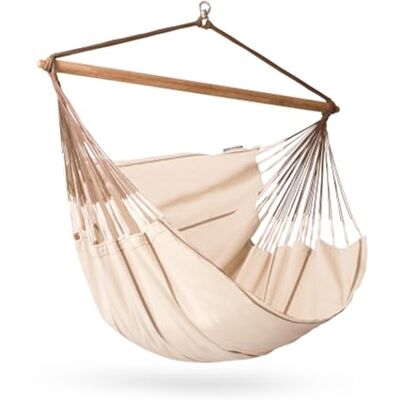 LA SIESTA Habana Chaise-Hamac Bio en Coton Kingsize, Rotation à 360°, Design Courbé, Fabrication Colombienne Nougat, Kingsize - Publicité LA SIESTA Habana Chaise-Hamac Bio en Coton Kingsize, Rotation à 360°, Design Courbé, Fabrication Colombienne Nougat, Kingsize - Publicité