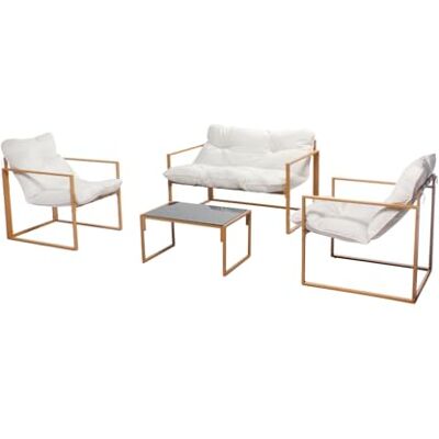 CONCEPT USINE Salon de Jardin Bas 4 Places Effet Bois Design Rabat Marron Ensemble : 1 Canapé + 2 Fauteuils + 1 Table Basse Acier + Verre Trempé Robuste & Confortable 3 Coussins Inclus - Publicité CONCEPT USINE Salon de Jardin Bas 4 Places Effet Bois Design Rabat Marron Ensemble : 1 Canapé + 2 Fauteuils + 1 Table Basse Acier + Verre Trempé Robuste & Confortable 3 Coussins Inclus - Publicité