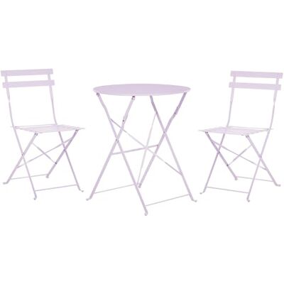 Beliani Salon de Jardin Bistrot Table et 2 Chaises en Acier Violet avec Patins Fiori - Publicité Beliani Salon de Jardin Bistrot Table et 2 Chaises en Acier Violet avec Patins Fiori - Publicité