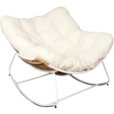 AltoBuy MERIDA Fauteuil à Bascule Blanc avec Assise Capitonnée et Bouclettes - Publicité AltoBuy MERIDA Fauteuil à Bascule Blanc avec Assise Capitonnée et Bouclettes - Publicité