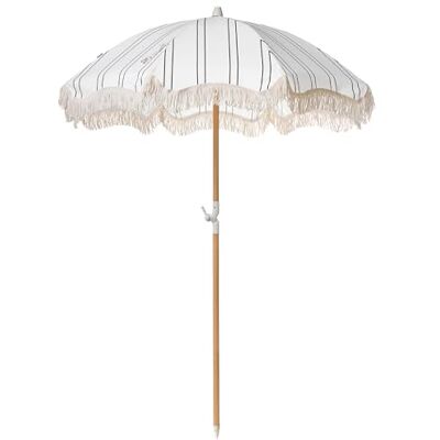 Beliani Parasol de Jardin Rétro en Toile ⌀ 150 cm Mât en Bois de Hêtre Blanc et Noir Mondello - Publicité Beliani Parasol de Jardin Rétro en Toile ⌀ 150 cm Mât en Bois de Hêtre Blanc et Noir Mondello - Publicité