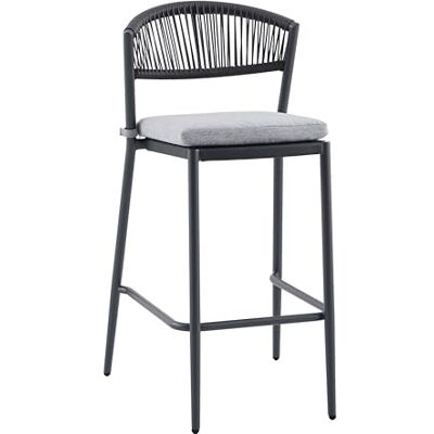 Metro Chaise de Bar Trace II, Acier/Rotin PE/Polyester, 105 x 54 x 62 cm, Empilable, Gris Foncé - Publicité Metro Chaise de Bar Trace II, Acier/Rotin PE/Polyester, 105 x 54 x 62 cm, Empilable, Gris Foncé - Publicité