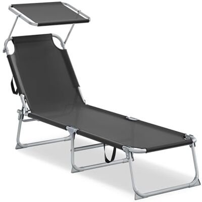 SONGMICS Chaise Longue Pliante, 189 x 53 x 28,5 cm, Transat Jardin Extérieur, Supporte 110 kg, Pare-Soleil et Dossier Réglables, pour Terrasse, Balcon, Noir GCB194BZ02 - Publicité SONGMICS Chaise Longue Pliante, 189 x 53 x 28,5 cm, Transat Jardin Extérieur, Supporte 110 kg, Pare-Soleil et Dossier Réglables, pour Terrasse, Balcon, Noir GCB194BZ02 - Publicité
