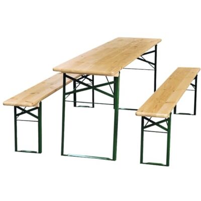 Metro Ensemble Table et Banc 50 x 220 x 78 cm Acier/Bois de pin FSC, Marron/Vert - Publicité Metro Ensemble Table et Banc 50 x 220 x 78 cm Acier/Bois de pin FSC, Marron/Vert - Publicité