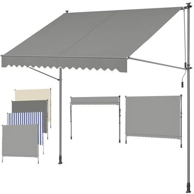 SONGMICS Store Banne Rétractable, Store Manuel, Réglable en Hauteur, avec Manivelle pour Balcon, Jardin, Terrasse, 350 x 180 cm, Gris GSA352G01 - Publicité SONGMICS Store Banne Rétractable, Store Manuel, Réglable en Hauteur, avec Manivelle pour Balcon, Jardin, Terrasse, 350 x 180 cm, Gris GSA352G01 - Publicité