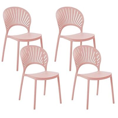 Beliani Lot de 4 Chaises à Manger en Plastique Empilables Polyvalentes Rose Ostia - Publicité Beliani Lot de 4 Chaises à Manger en Plastique Empilables Polyvalentes Rose Ostia - Publicité