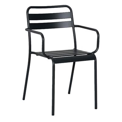 Metro Chaise d'extérieur, en Acier, Empilable, avec Accoudoirs, Chaise Jardin Terrasse Balcon Bistrot, Gris Foncé - Publicité Metro Chaise d'extérieur, en Acier, Empilable, avec Accoudoirs, Chaise Jardin Terrasse Balcon Bistrot, Gris Foncé - Publicité