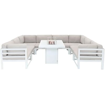 Ensemble de Mobilier de Jardin Blanc avec Cheminée à Gaz - 8 Sièges - Publicité Ensemble de Mobilier de Jardin Blanc avec Cheminée à Gaz - 8 Sièges - Publicité