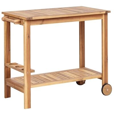 Beliani Chariot de Jardin Rustique en Bois d'Acacia sur roulettes 47 x 90 x 74 cm Bois Marron Clair Sassari II - Publicité Beliani Chariot de Jardin Rustique en Bois d'Acacia sur roulettes 47 x 90 x 74 cm Bois Marron Clair Sassari II - Publicité