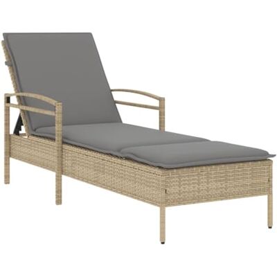 vidaXL Chaise Longue avec Coussin - Beige - 63x200x81 cm - Publicité vidaXL Chaise Longue avec Coussin - Beige - 63x200x81 cm - Publicité