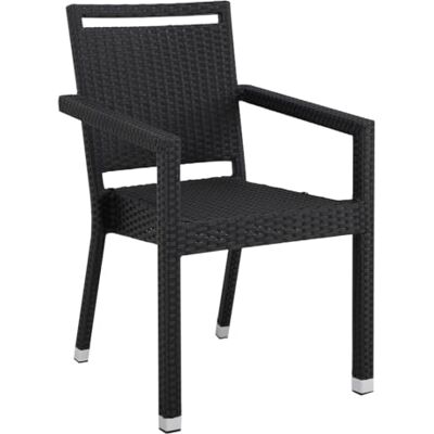Metro Fauteuil pour Restaurant, Aluminium/rotin synthétique, empilable, Noir - Publicité Metro Fauteuil pour Restaurant, Aluminium/rotin synthétique, empilable, Noir - Publicité