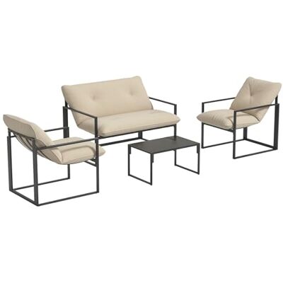Outsunny Salon de Jardin Extérieur 4 Pièces Coussins 15cm Acier Noir - Publicité Outsunny Salon de Jardin Extérieur 4 Pièces Coussins 15cm Acier Noir - Publicité