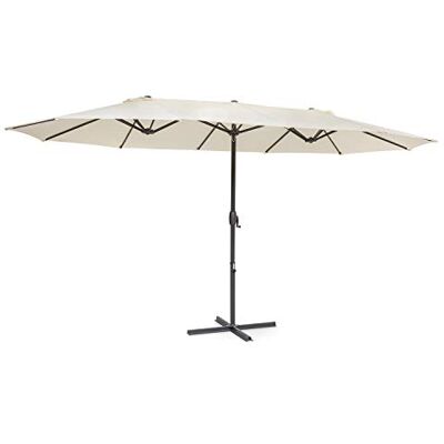 blumfeldt Twin Peaks Parasol, Dimensions : 456 x 245 x 268 cm (lxHxP), Matériau : polyester, Facteur de protection UV 50, hydrofuge, pied en aluminium, protection antirouille, socle inclus, crème - Publicité blumfeldt Twin Peaks Parasol, Dimensions : 456 x 245 x 268 cm (lxHxP), Matériau : polyester, Facteur de protection UV 50, hydrofuge, pied en aluminium, protection antirouille, socle inclus, crème - Publicité