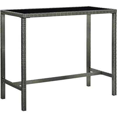 Tomostar Table de Bar Haute, Table de Jardin Extérieur Gris 130x60x110 cm Résine tressée et Verre - Publicité Tomostar Table de Bar Haute, Table de Jardin Extérieur Gris 130x60x110 cm Résine tressée et Verre - Publicité