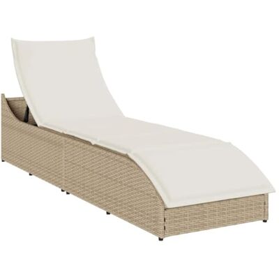 Vidaxl Fauteuil longue pliable beige avec coussin et rangement - Publicité Vidaxl Fauteuil longue pliable beige avec coussin et rangement - Publicité