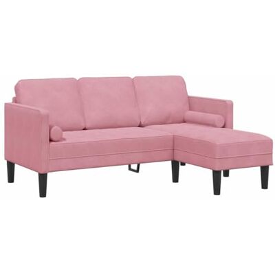 Canapé d'angle rose en polyester vidaXL - Canapé - Publicité Canapé d'angle rose en polyester vidaXL - Canapé - Publicité