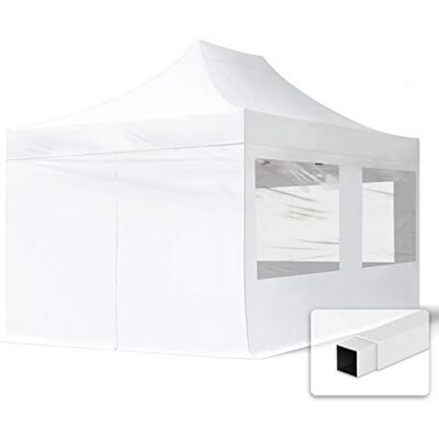 TOOLPORT Tente Pliante 3x4,5 m 4 Bâches de Côté (fenêtres panoramiques) Economy 700N Housse Barnum Chapiteau Pliant Tonnelle Blanc - Publicité TOOLPORT Tente Pliante 3x4,5 m 4 Bâches de Côté (fenêtres panoramiques) Economy 700N Housse Barnum Chapiteau Pliant Tonnelle Blanc - Publicité