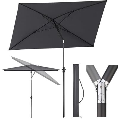 Sekey Parasol Rectangulaire 210 x 140 cm Avec housse de protection, inclinable et réglable en hauteur, Protection solaire UPF50+ - Publicité Sekey Parasol Rectangulaire 210 x 140 cm Avec housse de protection, inclinable et réglable en hauteur, Protection solaire UPF50+ - Publicité