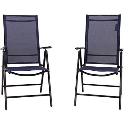 PHI VILLA Lot de 2 chaises de jardin avec cadre en aluminium, 6 x réglables avec 7 positions assises, chaises pliantes, dossier haut, résistantes aux intempéries - Publicité PHI VILLA Lot de 2 chaises de jardin avec cadre en aluminium, 6 x réglables avec 7 positions assises, chaises pliantes, dossier haut, résistantes aux intempéries - Publicité