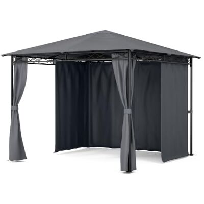 blumfeldt Mondo Pergola Tente de fête, tonnelle de Jardin, Dimensions: 2,95x2,6x2,95 m (LxHxP), 4 Panneaux latéraux, Concept EasyMount, Protection Contre Les intempéries : UV/Vent/Pluie, Gris foncé - Publicité blumfeldt Mondo Pergola Tente de fête, tonnelle de Jardin, Dimensions: 2,95x2,6x2,95 m (LxHxP), 4 Panneaux latéraux, Concept EasyMount, Protection Contre Les intempéries : UV/Vent/Pluie, Gris foncé - Publicité