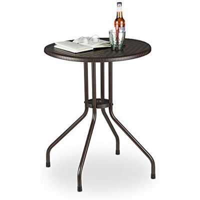 Relaxdays Table Ronde de Jardin, Aspect rotin, Petit, Plastique, métal, Stable, Robuste, 2 Personnes, HxD 74x60 cm, Brun - Publicité Relaxdays Table Ronde de Jardin, Aspect rotin, Petit, Plastique, métal, Stable, Robuste, 2 Personnes, HxD 74x60 cm, Brun - Publicité