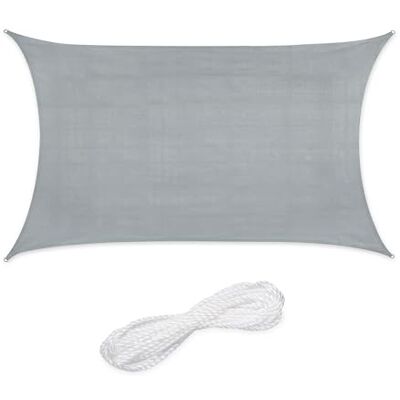 Relaxdays Voile d'ombrage rectangulaire, 2 x 3 m, Toile ombrage, Tissu PE-HD, avec tendeurs, Gris Clair - Publicité Relaxdays Voile d'ombrage rectangulaire, 2 x 3 m, Toile ombrage, Tissu PE-HD, avec tendeurs, Gris Clair - Publicité