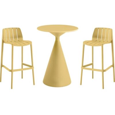 Habitat et Jardin Table et chaises Hautes de bistrot empilables Vaena 2 Places Jaune - Publicité Habitat et Jardin Table et chaises Hautes de bistrot empilables Vaena 2 Places Jaune - Publicité