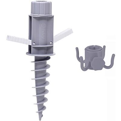 Sekey Pied de Parasol pour Plage – Support Parasol avec Ancrage au Sol et Crochet, Fixation pour Canne de 22-32 mm, Pied Parasol pour Sable, Terre et Prairie,Gris - Publicité Sekey Pied de Parasol pour Plage – Support Parasol avec Ancrage au Sol et Crochet, Fixation pour Canne de 22-32 mm, Pied Parasol pour Sable, Terre et Prairie,Gris - Publicité