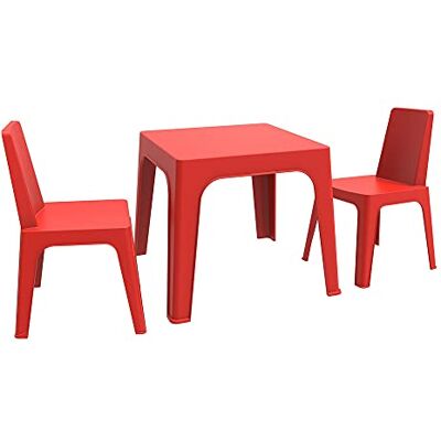 Resol Set Julieta: Table et 2 chaises pour Enfants. Meubles pour Enfants pour extérieur ou intérieur. pour Jardin, Patio, Balcon ou terrasse 1 Table + 2 chaises Rouge - Publicité Resol Set Julieta: Table et 2 chaises pour Enfants. Meubles pour Enfants pour extérieur ou intérieur. pour Jardin, Patio, Balcon ou terrasse 1 Table + 2 chaises Rouge - Publicité