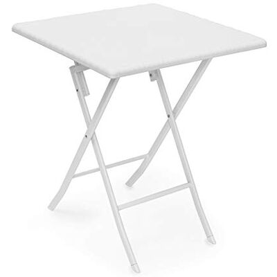 Relaxdays Table pliante de jardin BASTIAN carrée HxlxP 74 x 61,5 x 61,5 cm Camping pliable BASTIAN en aspect rotin Terrasse. blanc - Publicité Relaxdays Table pliante de jardin BASTIAN carrée HxlxP 74 x 61,5 x 61,5 cm Camping pliable BASTIAN en aspect rotin Terrasse. blanc - Publicité