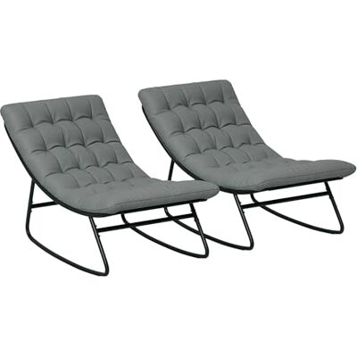 Outsunny Lot de 2 fauteuils à Bascule extérieur, chaises à Bascule avec Coussins épais, siège Tissu textilène Respirant et Cadre en Acier, Rocking Chair extérieur, Jardin, terrasse, Patio, Gris foncé - Publicité Outsunny Lot de 2 fauteuils à Bascule extérieur, chaises à Bascule avec Coussins épais, siège Tissu textilène Respirant et Cadre en Acier, Rocking Chair extérieur, Jardin, terrasse, Patio, Gris foncé - Publicité