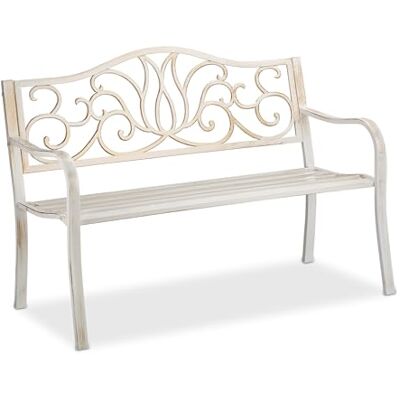 Relaxdays Banc Jardin Antique, 2 Personnes, Balcon, terrasse, métal, HLP : 90 x 127,5 x 63cm, Acier, Fonte, Blanc-Bronze - Publicité Relaxdays Banc Jardin Antique, 2 Personnes, Balcon, terrasse, métal, HLP : 90 x 127,5 x 63cm, Acier, Fonte, Blanc-Bronze - Publicité