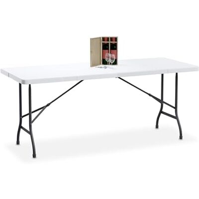 Relaxdays Table de Jardin Pliante, 72 x 180 x 74 cm, Plastique et Acier, 8 Personnes, Table de Camping, Blanche - Publicité Relaxdays Table de Jardin Pliante, 72 x 180 x 74 cm, Plastique et Acier, 8 Personnes, Table de Camping, Blanche - Publicité