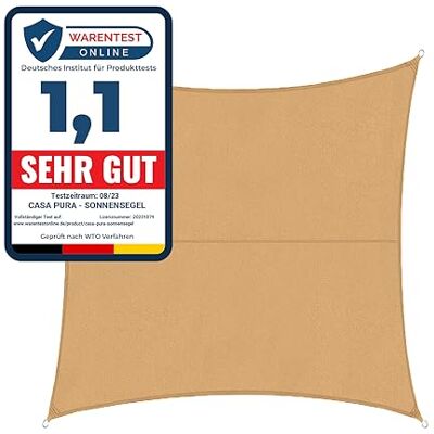 KARAT Voile d'ombrage en Polyester pour Jardin Balcon Voile de Protection Solaire 160 g/m² Respirante & imperméable L’Ombre idéale pour Votre terrasse patios (Hydrofuge 3x3m, Sable) - Publicité KARAT Voile d'ombrage en Polyester pour Jardin Balcon Voile de Protection Solaire 160 g/m² Respirante & imperméable L’Ombre idéale pour Votre terrasse patios (Hydrofuge 3x3m, Sable) - Publicité