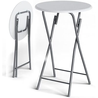Casaria ® Table Haute Pliante Blanche Table de Bar Ø 60cm Mange-Debout Rond Table de bistrot Jardin terrasse Balcon - Publicité Casaria ® Table Haute Pliante Blanche Table de Bar Ø 60cm Mange-Debout Rond Table de bistrot Jardin terrasse Balcon - Publicité
