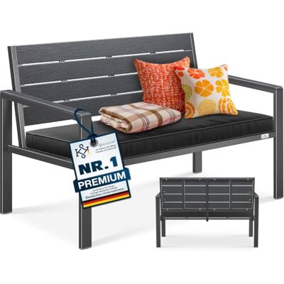 KESSER Banc de jardin avec coussin, résistant aux intempéries, 2 places, effet bois, pour jardin, terrasse, balcon, portée jusqu'à 300 kg, résistant aux UV, avec revêtement amovible et - Publicité KESSER Banc de jardin avec coussin, résistant aux intempéries, 2 places, effet bois, pour jardin, terrasse, balcon, portée jusqu'à 300 kg, résistant aux UV, avec revêtement amovible et - Publicité