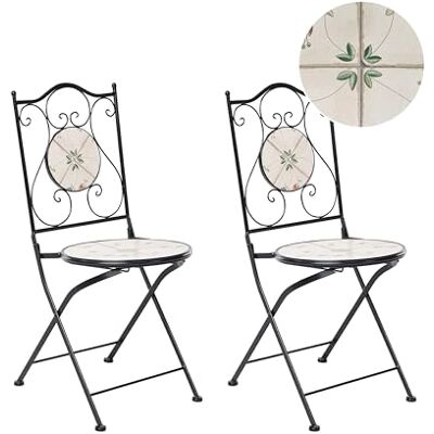 Beliani Lot de 2 Chaises de Jardin en Métal Pliantes Fer Forgé Carreaux de Mosaïque Céramique Noir Carona - Publicité Beliani Lot de 2 Chaises de Jardin en Métal Pliantes Fer Forgé Carreaux de Mosaïque Céramique Noir Carona - Publicité
