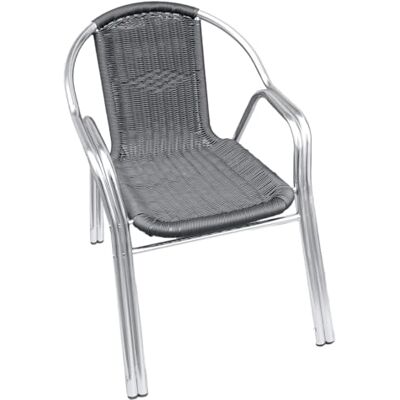 Metro Fauteuil de Bistrot NARNI, Aluminium/Rotin PE, 54 x 67 x 74 cm, Résistant aux intempéries, Empilable, Argent/Gris - Publicité Metro Fauteuil de Bistrot NARNI, Aluminium/Rotin PE, 54 x 67 x 74 cm, Résistant aux intempéries, Empilable, Argent/Gris - Publicité
