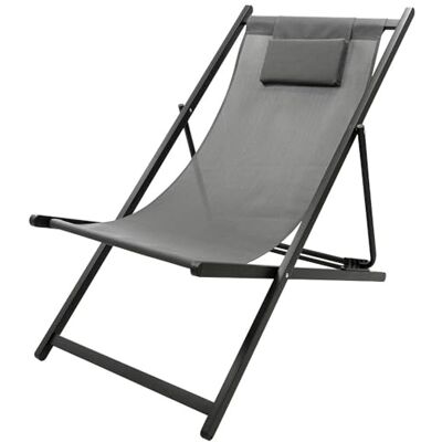 TERRE JARDIN Chaise chilienne Pliable 94x61 cm textilène Anthracite – 5 Positions - Publicité TERRE JARDIN Chaise chilienne Pliable 94x61 cm textilène Anthracite – 5 Positions - Publicité
