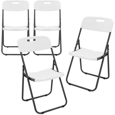 ECD Germany Lot de 4 Chaises Pliantes, Blanc Mat, Structure Métallique, Supporte Jusqu’à 200 kg, Peu Encombrantes, Portable, Résistantes aux UV et Intempéries, de Jardin Camping Terrasse Balcon - Publicité ECD Germany Lot de 4 Chaises Pliantes, Blanc Mat, Structure Métallique, Supporte Jusqu’à 200 kg, Peu Encombrantes, Portable, Résistantes aux UV et Intempéries, de Jardin Camping Terrasse Balcon - Publicité