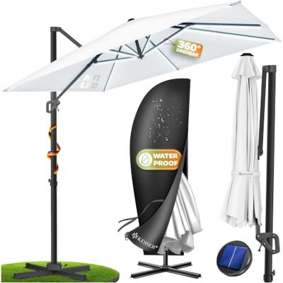 KESSER® Parasol avec LED Parasol suspendu SUN XL 300 x 300 cm, avec housse et barre de renfort au vent, pivotant, inclinable, basculant Grand parasol avec une rotation à 360° - Publicité KESSER® Parasol avec LED Parasol suspendu SUN XL 300 x 300 cm, avec housse et barre de renfort au vent, pivotant, inclinable, basculant Grand parasol avec une rotation à 360° - Publicité