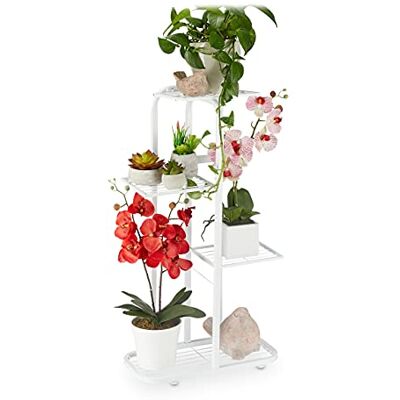 Relaxdays Étagère à Plantes en métal, Porte-Fleurs, 4 étages, intérieur, extérieur, HLP 81 x 44 x 24,5 cm, Blanc - Publicité Relaxdays Étagère à Plantes en métal, Porte-Fleurs, 4 étages, intérieur, extérieur, HLP 81 x 44 x 24,5 cm, Blanc - Publicité