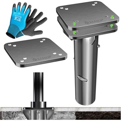 KESSER® Plaque de base universelle en métal Support pour parasol, auvent, parasol à manivelle Fixation au sol 16 x 16 cm, avec gants - Publicité KESSER® Plaque de base universelle en métal Support pour parasol, auvent, parasol à manivelle Fixation au sol 16 x 16 cm, avec gants - Publicité