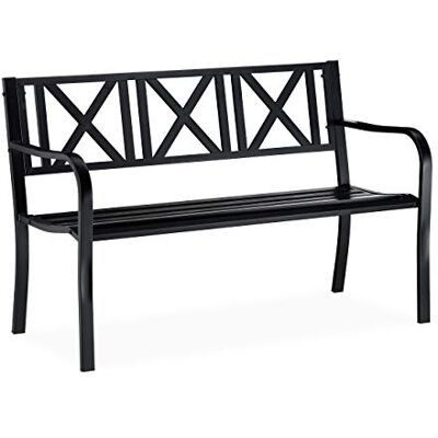 Relaxdays Jardin, extérieur, Balcon, résistant, 2 Places, Banc métal Acier 81 x 127 x 56 cm, Noir - Publicité Relaxdays Jardin, extérieur, Balcon, résistant, 2 Places, Banc métal Acier 81 x 127 x 56 cm, Noir - Publicité