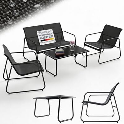Juskys Salon de Jardin Genua 4 pièces – Anthracite, Ensemble Outdoor avec canapé Deux Places, Textile, Table et Banc, Structure Acier - Publicité Juskys Salon de Jardin Genua 4 pièces – Anthracite, Ensemble Outdoor avec canapé Deux Places, Textile, Table et Banc, Structure Acier - Publicité