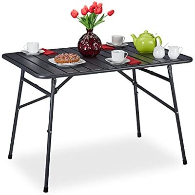 Relaxdays Table de Jardin Pliable, de terrasse, en métal, HlP 74,5 x 110 x 70,5 cm, carré, Pliable, Anthracite, Robuste - Publicité Relaxdays Table de Jardin Pliable, de terrasse, en métal, HlP 74,5 x 110 x 70,5 cm, carré, Pliable, Anthracite, Robuste - Publicité