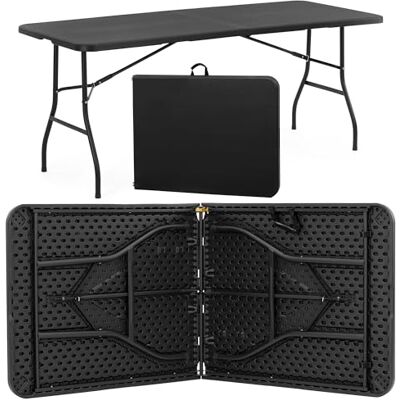 SPRINGOS Table Pliante 180x75 cm, de Jardin Stable pour 6 Personnes, de Banquet en Plastique HDPE & Métal, Camping & Pique-Nique - Publicité SPRINGOS Table Pliante 180x75 cm, de Jardin Stable pour 6 Personnes, de Banquet en Plastique HDPE & Métal, Camping & Pique-Nique - Publicité